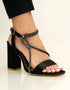Dusk Black High Heels with Rhinestone Straps – Essence by Rubina